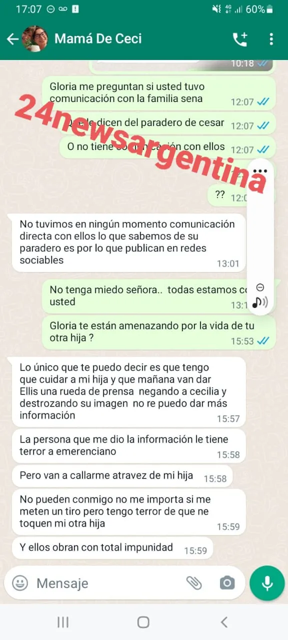 CASO CECILIA MARLEN STRZYZOWSK Se filtran chats de whatsApp con